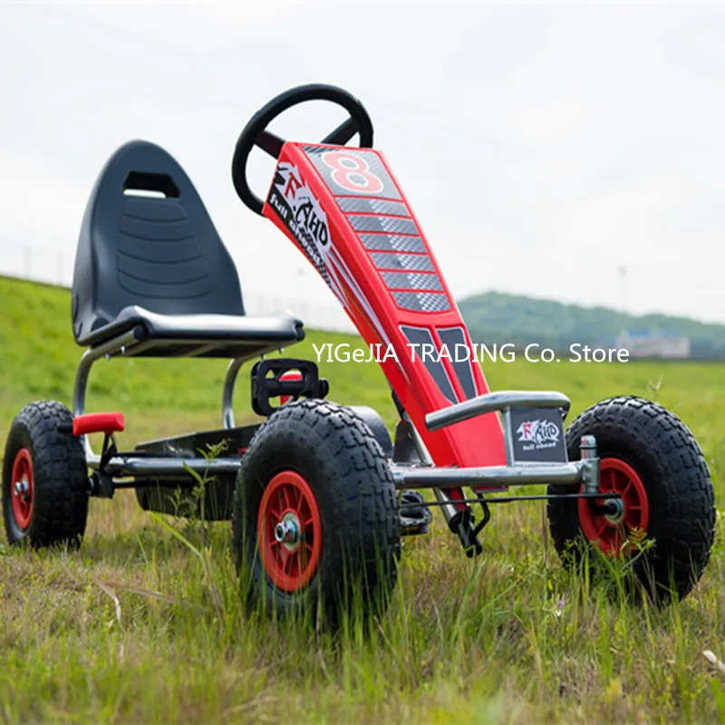 Go Kart Pedal Kids - 4-wiel kinder-gokart, pedaal-aangedreven gokart met rubberen