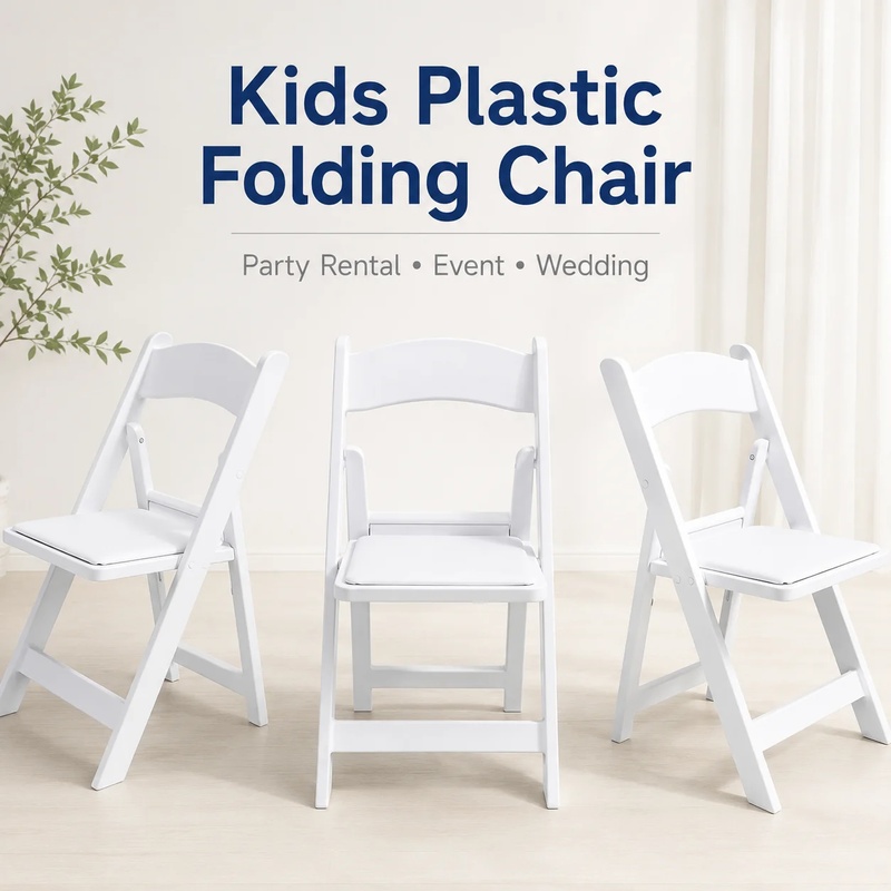 Kids Outdoor Folding Chair - Witte, opvouwbare plastic stoelen voor kinderen,