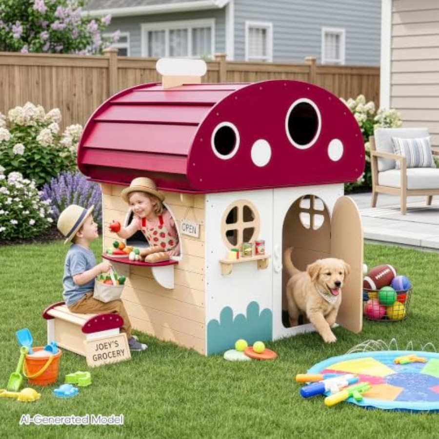 Kids Outdoor Chalkboard - Buitenspeelhuis van massief hout voor kinderen
