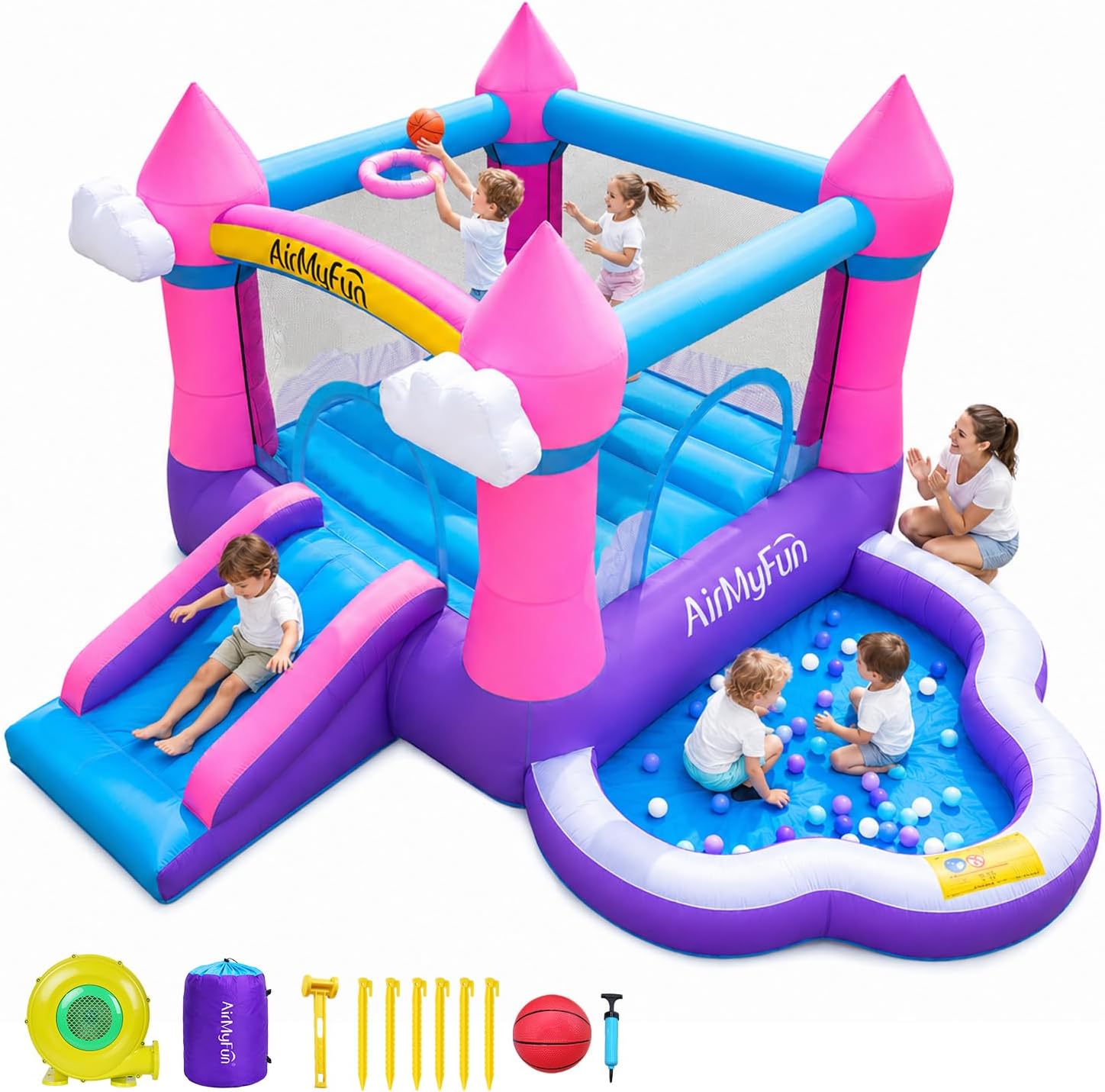 Kids Outdoor Water - Roze opblaasbare springkasteel voor binnen en