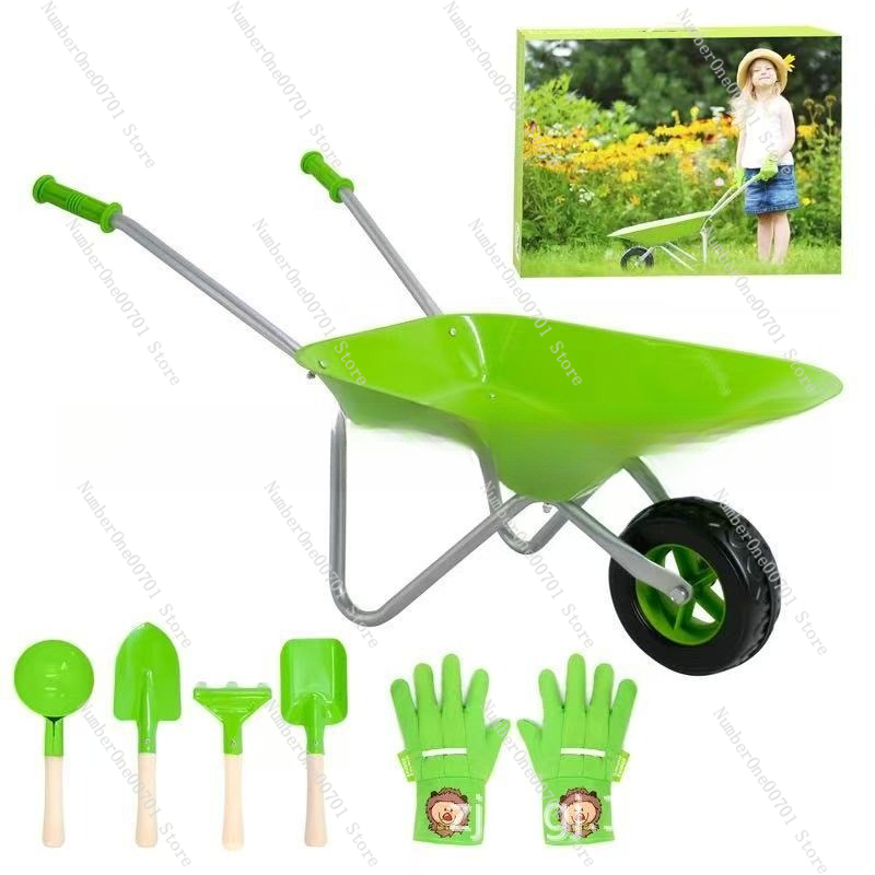 Kids Outdoor Garden - Kinderbuitenwielkar, groene tuin speelset voor evenwichts-