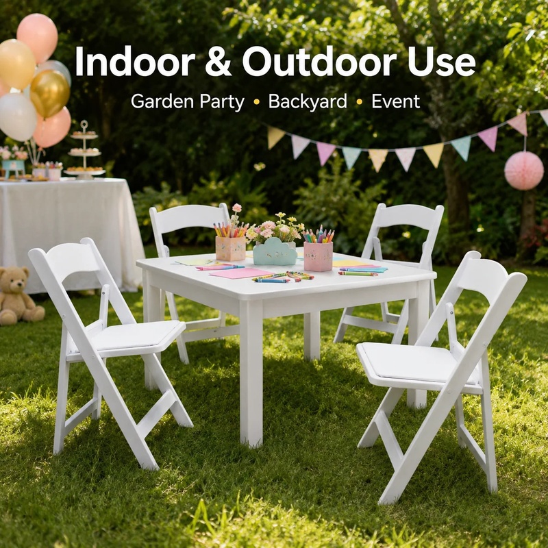 Witte, opvouwbare plastic stoe - Kids Outdoor Folding Chair recensie en prijs
