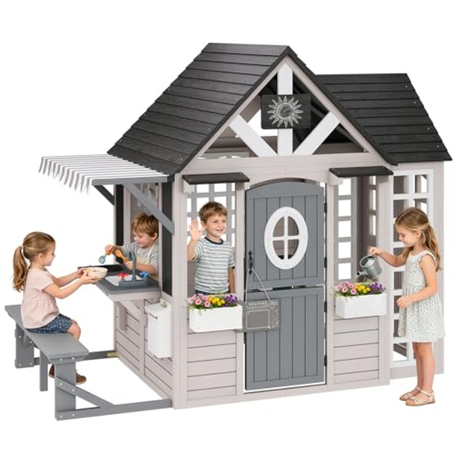 Houten buiten speelhuisje voor - Kids Outdoor Chalkboard recensie en prijs